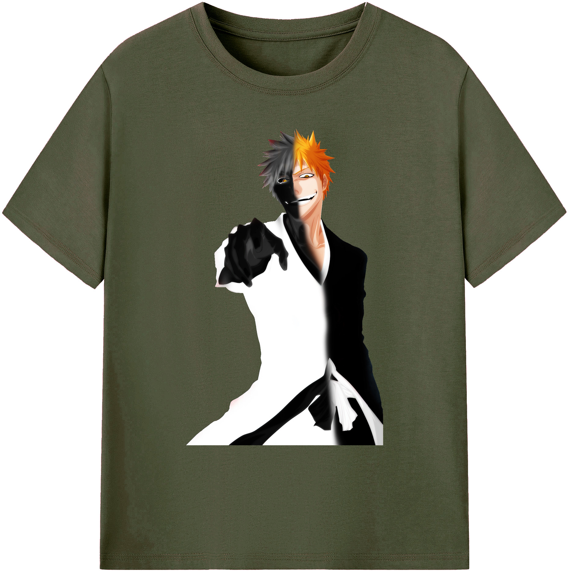 （画像用） ブリーチ 黒崎一護（くろさき いちご）BLEACH Kurosaki Ichigo 綿100％ メンズ半袖Tシャツ｜肌触りやわらか＆通気性